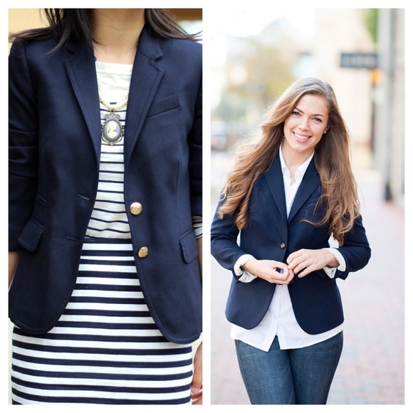 J.Crew /  navy wool schoolboy blazer jacket  size 0 - Picture 1 of 3